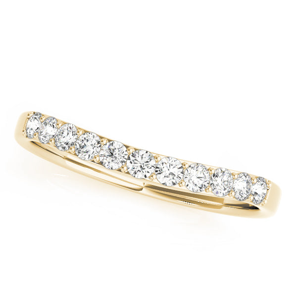 Single Row Prong Curved Half Eternity Ring in Gold & Platinum