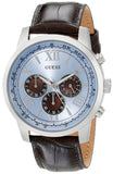 Guess Herrenuhr mit braunem Krokodillederarmband und blauem Sonnenschliff-Zifferblatt