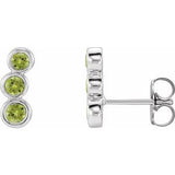 Peridot Round Three-Stone Ear Climber Earrings in Gold and Platinum