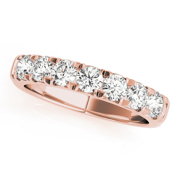 Lab Grown Diamond 7 Stone D/VVS Round Half Eternity Channel Set Wedding Ring for Bride