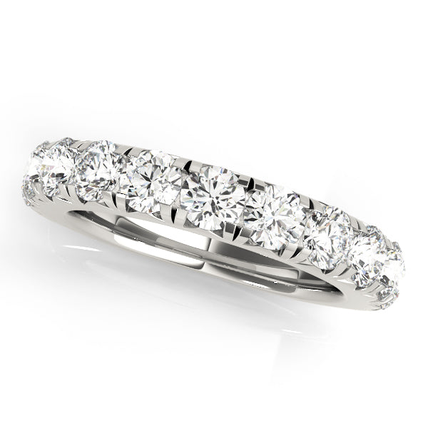French Cut Prong Half Eternity Ring in Gold & Platinum