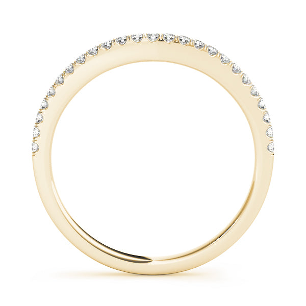 Curved Split Prong Wedding Set Half Eternity Ring in Gold & Platinum