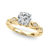 Refined Antique Round Diamond Engagement Ring — 9K/18K Gold & Platinum
