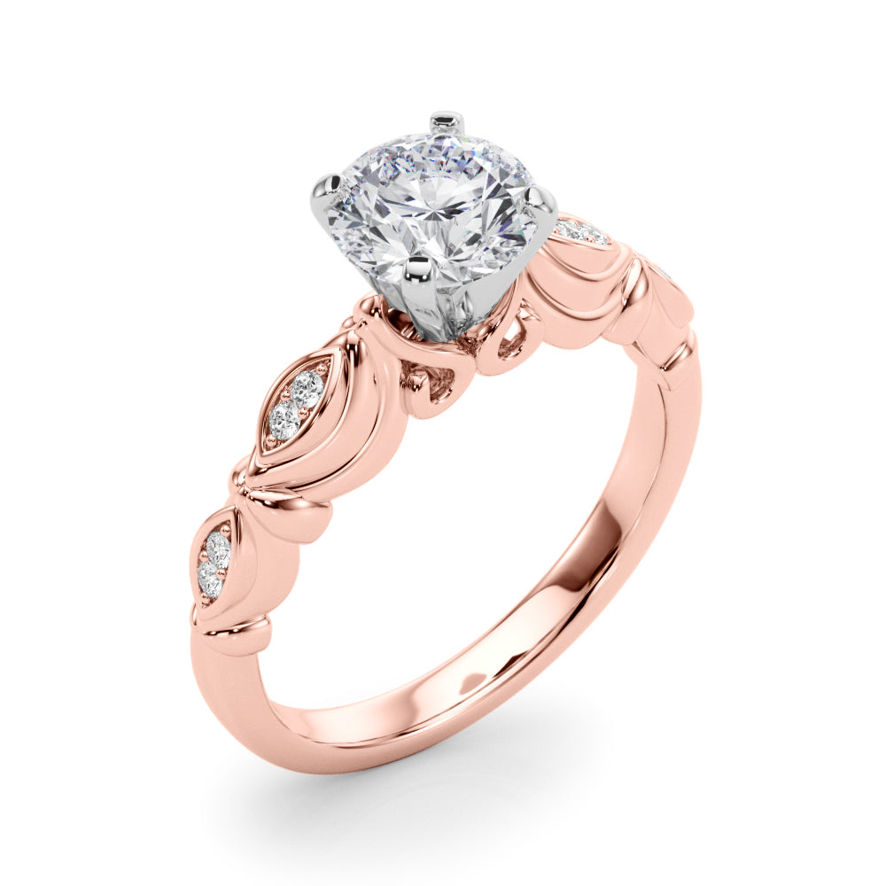 Refined Antique Round Diamond Engagement Ring — 9K/18K Gold & Platinum