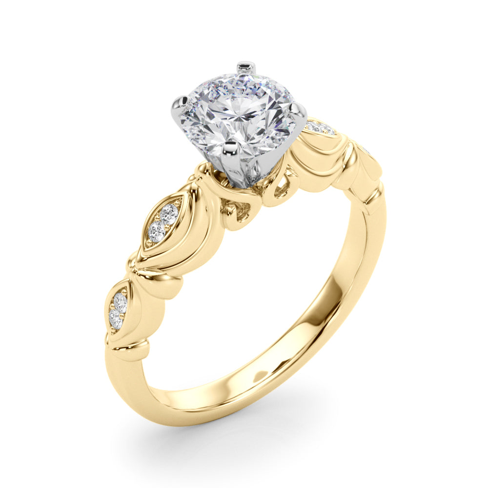Refined Antique Round Diamond Engagement Ring — 9K/18K Gold & Platinum