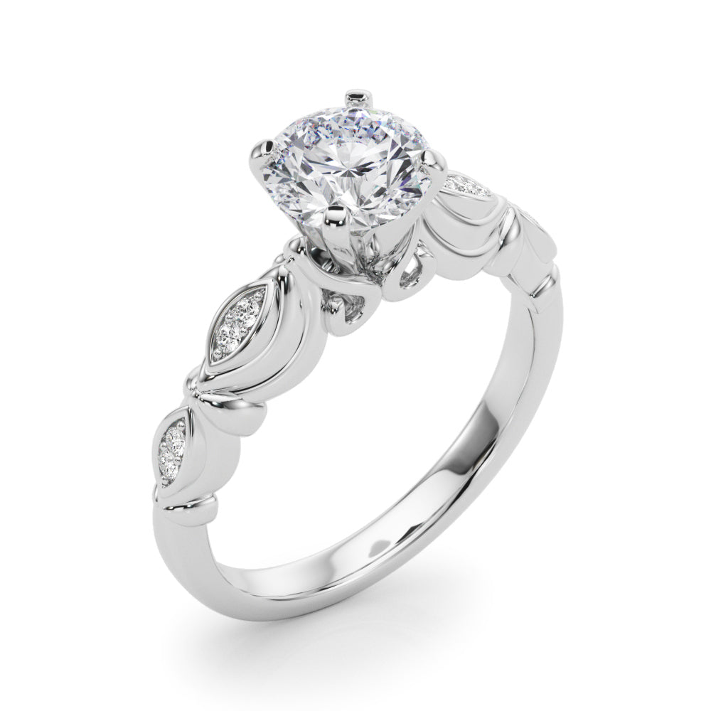 Refined Antique Round Diamond Engagement Ring — 9K/18K Gold & Platinum