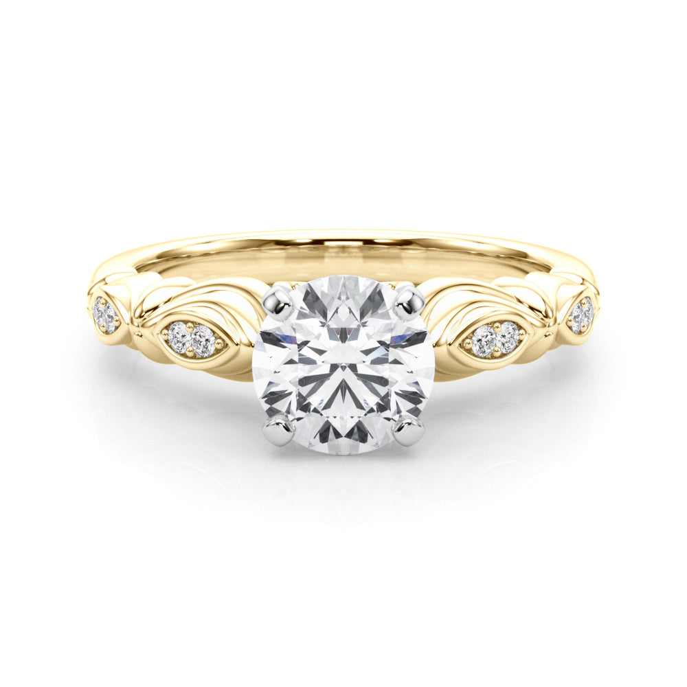 Refined Antique Round Diamond Engagement Ring — 9K/18K Gold & Platinum