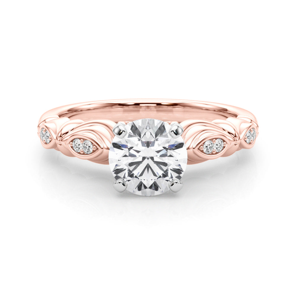 Refined Antique Round Diamond Engagement Ring — 9K/18K Gold & Platinum