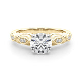 Refined Antique Round Diamond Engagement Ring — 9K/18K Gold & Platinum