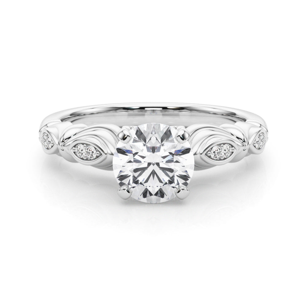 Refined Antique Round Diamond Engagement Ring — 9K/18K Gold & Platinum