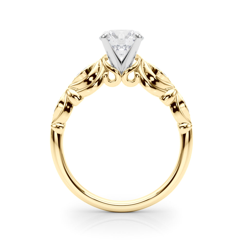 Refined Antique Round Diamond Engagement Ring — 9K/18K Gold & Platinum