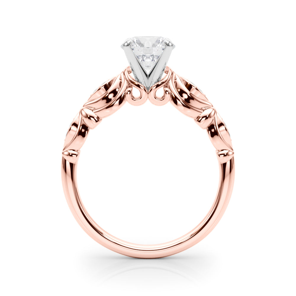 Refined Antique Round Diamond Engagement Ring — 9K/18K Gold & Platinum
