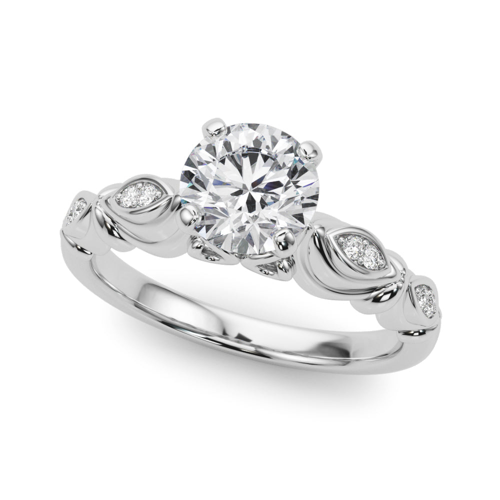 Refined Antique Round Diamond Engagement Ring — 9K/18K Gold & Platinum