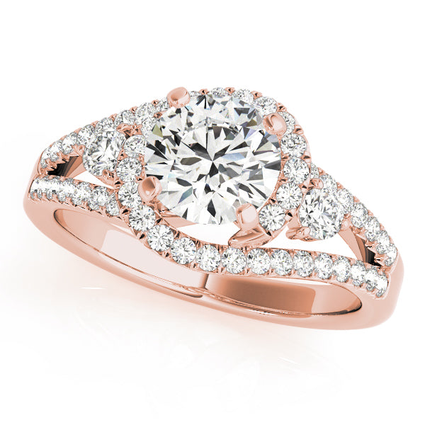 Sophisticated Bypass Round Diamond Engagement Ring — 9K/18K Gold & Platinum