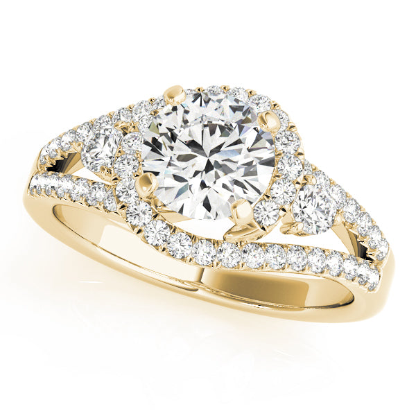 Sophisticated Bypass Round Diamond Engagement Ring — 9K/18K Gold & Platinum