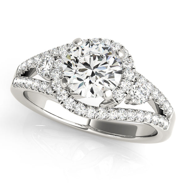 Sophisticated Bypass Round Diamond Engagement Ring — 9K/18K Gold & Platinum