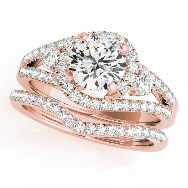 Sophisticated Bypass Round Diamond Engagement Ring — 9K/18K Gold & Platinum