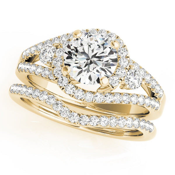 Sophisticated Bypass Round Diamond Engagement Ring — 9K/18K Gold & Platinum