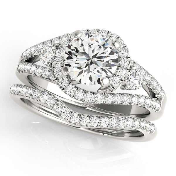Sophisticated Bypass Round Diamond Engagement Ring — 9K/18K Gold & Platinum