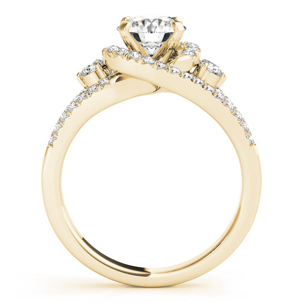 Sophisticated Bypass Round Diamond Engagement Ring — 9K/18K Gold & Platinum