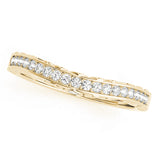 Channel Set Filigree Curved Half Eternity Ring in Gold & Platinum