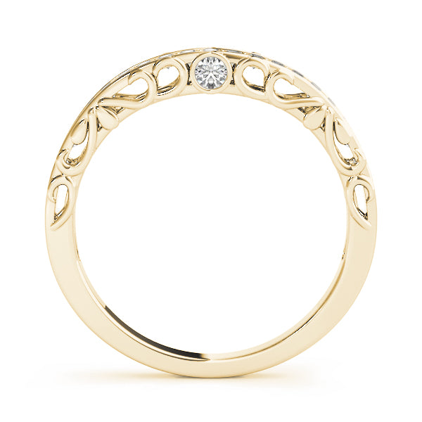 Channel Set Filigree Curved Half Eternity Ring in Gold & Platinum