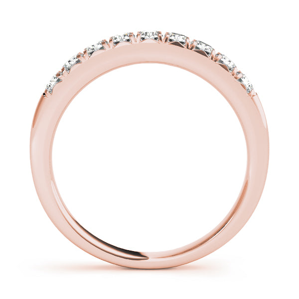 French Cut Curved Half Eternity Ring in Gold & Platinum