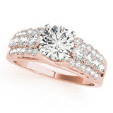 Opulent Multi-Row Round Diamond Engagement Ring — 9K/18K Gold & Platinum