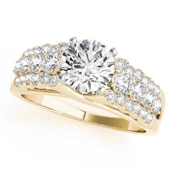 Opulent Multi-Row Round Diamond Engagement Ring — 9K/18K Gold & Platinum