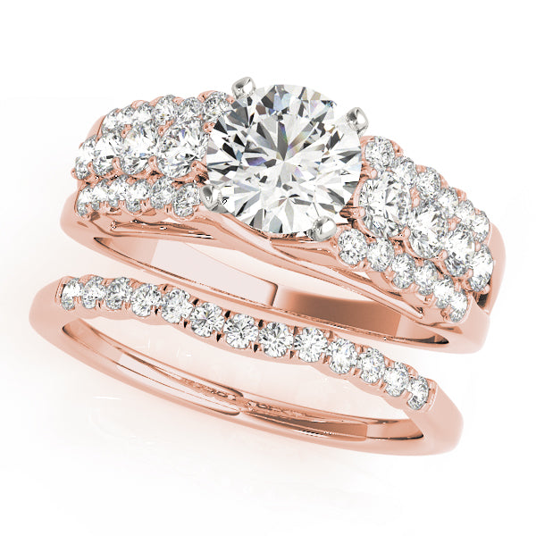 Opulent Multi-Row Round Diamond Engagement Ring — 9K/18K Gold & Platinum
