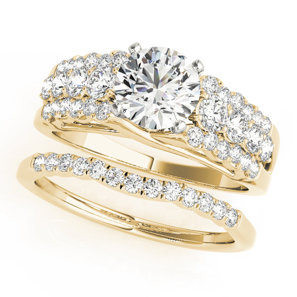 Opulent Multi-Row Round Diamond Engagement Ring — 9K/18K Gold & Platinum