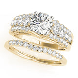Opulent Multi-Row Round Diamond Engagement Ring — 9K/18K Gold & Platinum