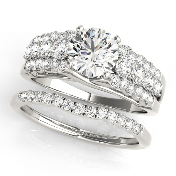 Opulent Multi-Row Round Diamond Engagement Ring — 9K/18K Gold & Platinum