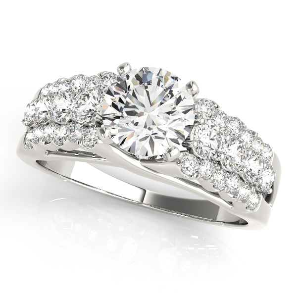 Opulent Multi-Row Round Diamond Engagement Ring — 9K/18K Gold & Platinum