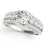 Opulent Multi-Row Round Diamond Engagement Ring — 9K/18K Gold & Platinum
