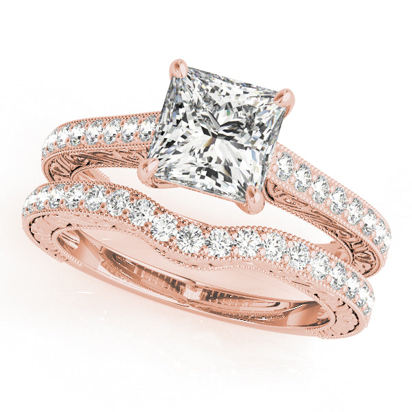 Enchanted Trellis Princess Diamond Engagement Ring — 9K/18K Gold & Platinum