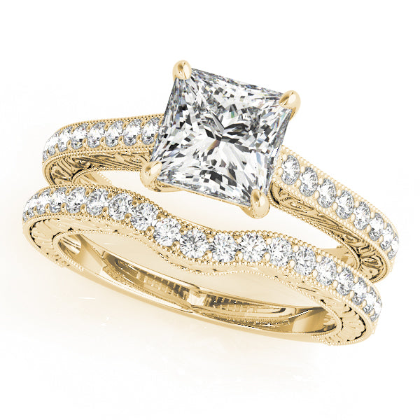 Enchanted Trellis Princess Diamond Engagement Ring — 9K/18K Gold & Platinum