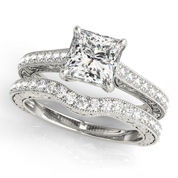 Enchanted Trellis Princess Diamond Engagement Ring — 9K/18K Gold & Platinum
