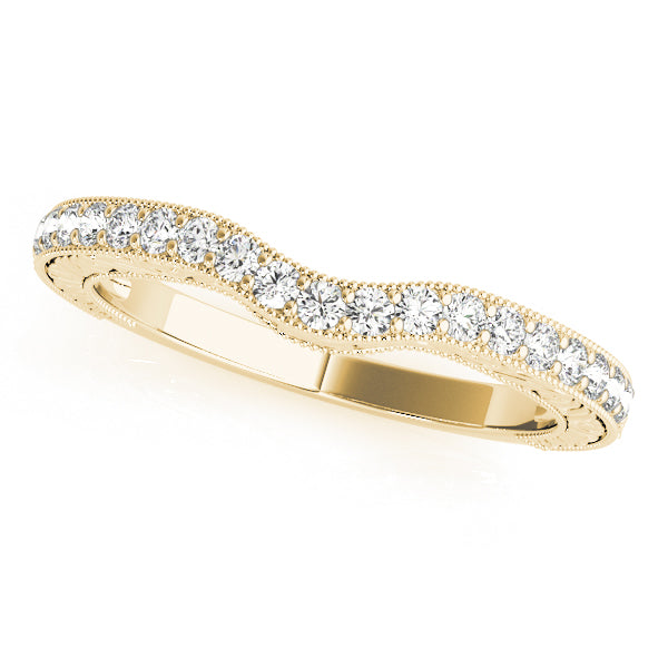 Vintage-Inspired Milgrain Curved Half Eternity Ring in Gold & Platinum