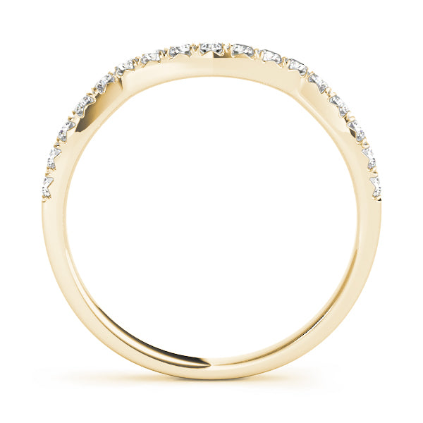 Curved Split Prong Half Eternity Ring in Gold & Platinum