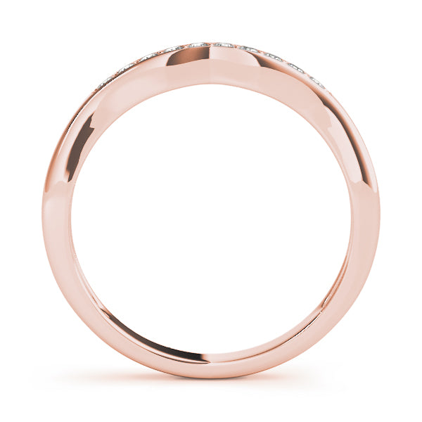Curved Bands Half Eternity Ring in Gold & Platinum