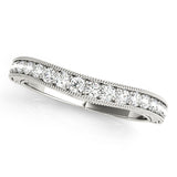 Single Row Miligrain Curved Half Eternity Ring in Gold & Platinum