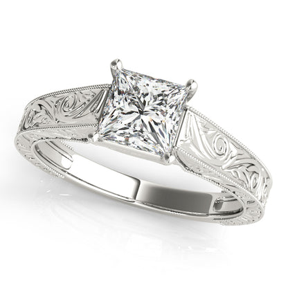 Lab-Grown Princess Cut Diamond D-VVS  Solitaire Engagement Ring.