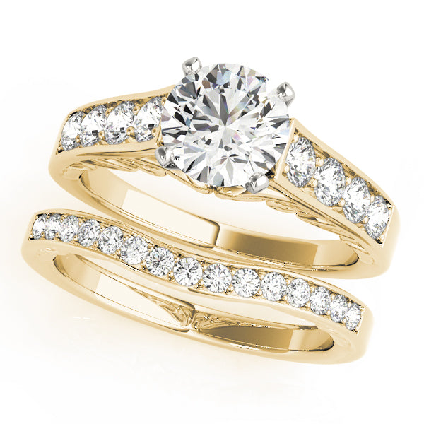 Vintage-Inspired Prong-Set Round Diamond Engagement Ring — 9K/18K Gold & Platinum