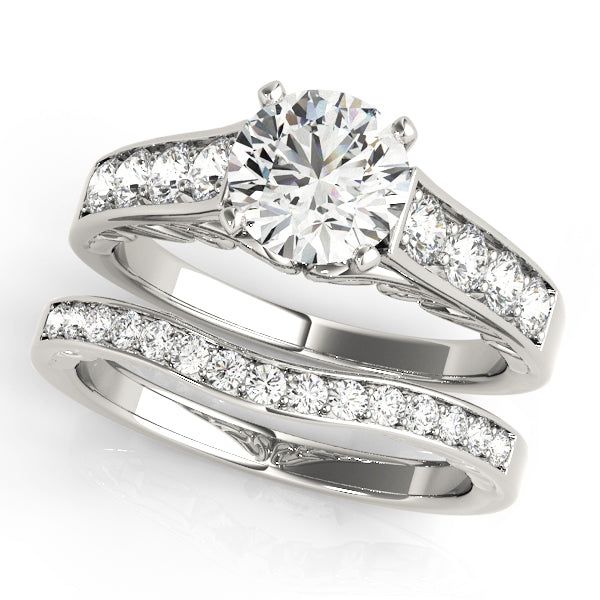 Vintage-Inspired Prong-Set Round Diamond Engagement Ring — 9K/18K Gold & Platinum