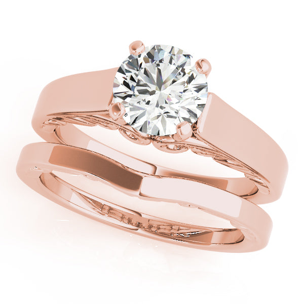 Vintage-Inspired New Bridal Round Diamond Engagement Ring — 9K/18K Gold & Platinum