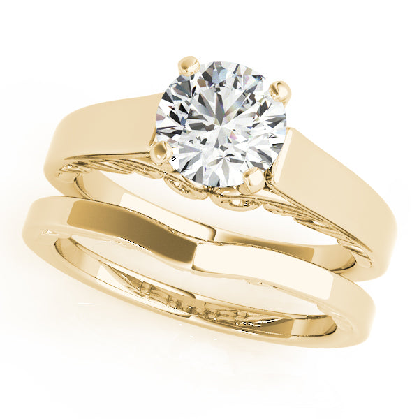 Vintage-Inspired New Bridal Round Diamond Engagement Ring — 9K/18K Gold & Platinum