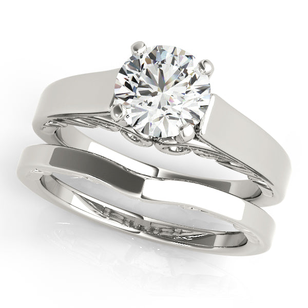 Vintage-Inspired New Bridal Round Diamond Engagement Ring — 9K/18K Gold & Platinum
