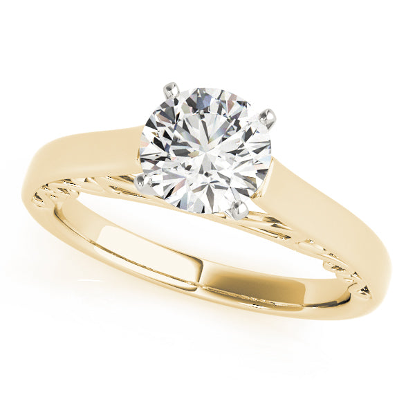 Heirloom Solitaire W Filigrie Round Diamond Engagement Ring — 9K/18K Gold & Platinum