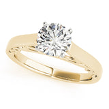 Heirloom Solitaire W Filigrie Round Diamond Engagement Ring — 9K/18K Gold & Platinum